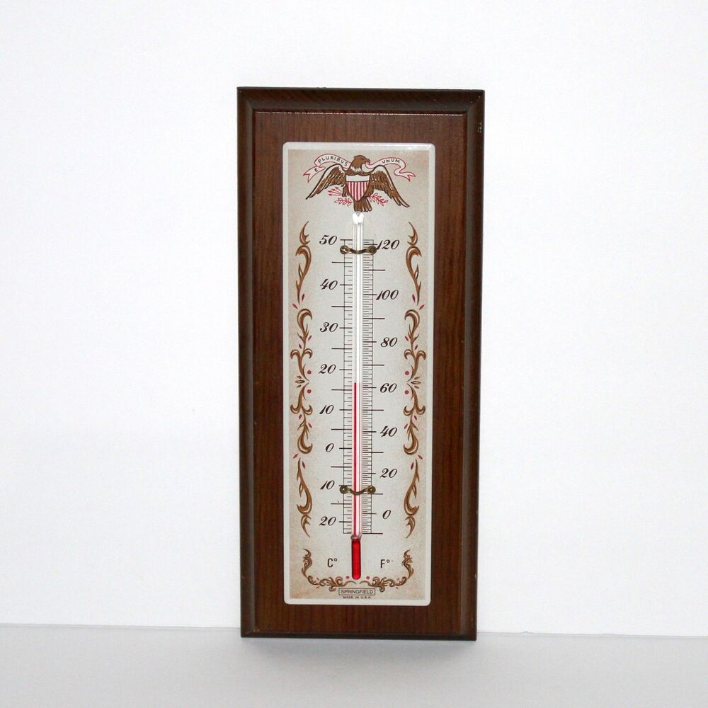 Springfield Thermometer Federal Eagle vintage USA wall decor wood patriotic